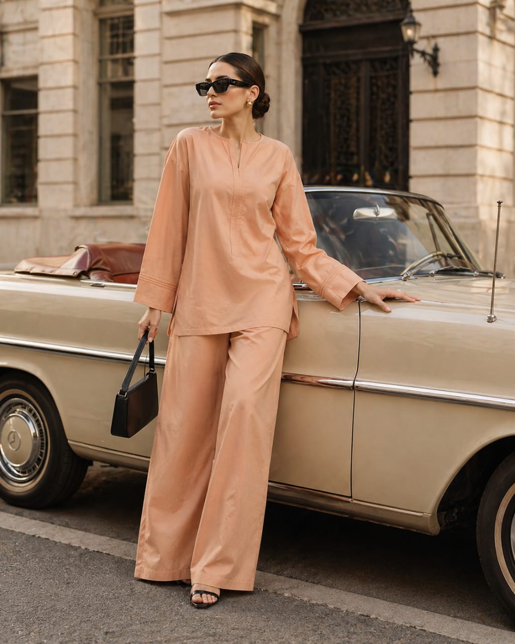 Atelier Ease – Relaxed Premium Cotton Co-Ord Set (RTW | Summer Drop 06)– Sunset Apricot