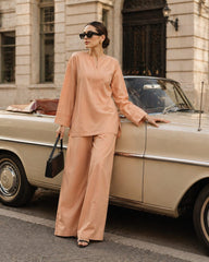 Atelier Ease – Relaxed Premium Cotton Co-Ord Set (RTW | Summer Drop 06)– Sunset Apricot