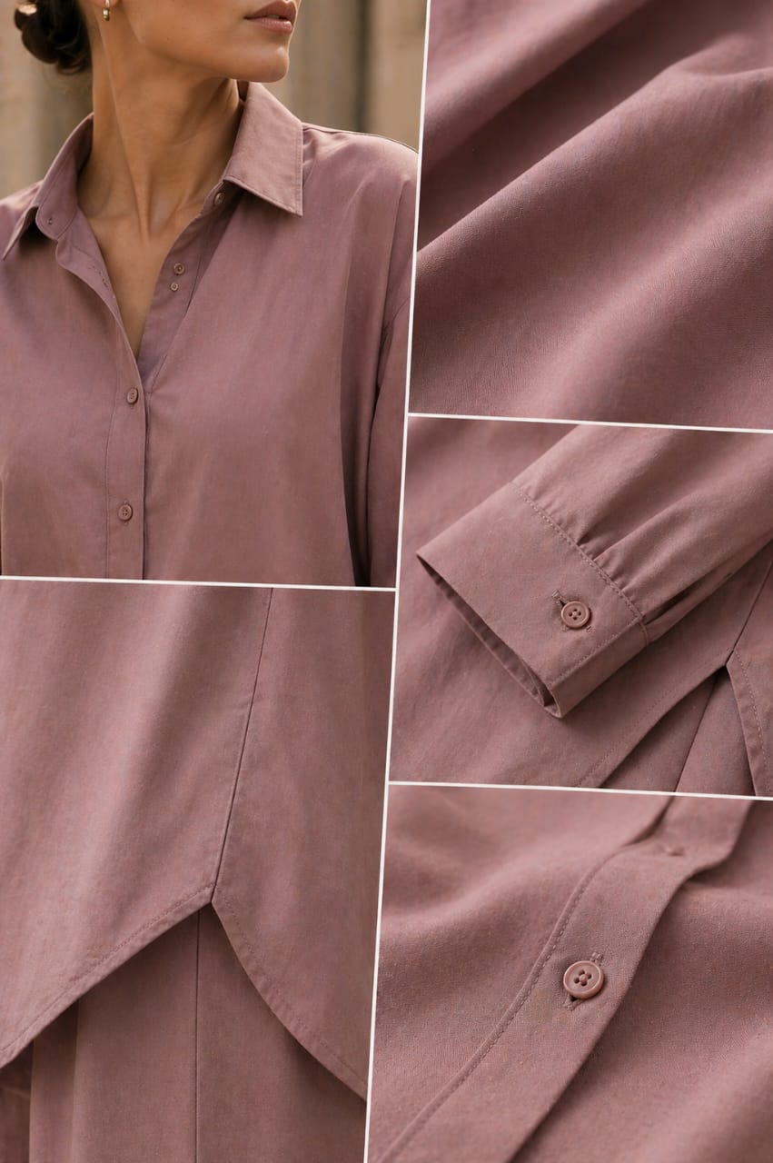 Atelier Ease – Relaxed Premium Cotton Co-Ord Set (RTW | Summer Drop 06)–Powdered Rose