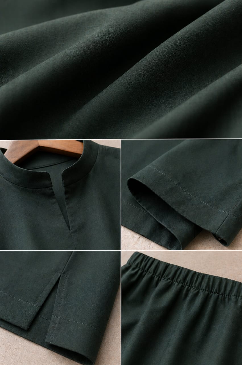 Atelier Ease – Relaxed Premium Cotton Co-Ord Set (RTW | Summer Drop 06)–Emerald Green