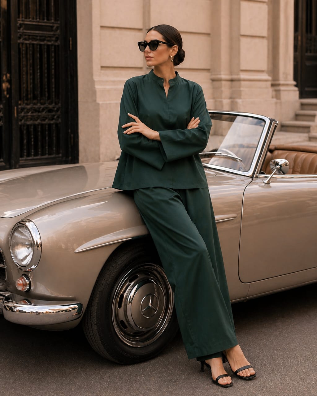 Atelier Ease – Relaxed Premium Cotton Co-Ord Set (RTW | Summer Drop 06)–Emerald Green