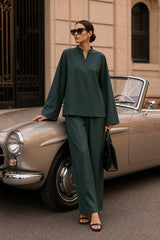 Atelier Ease – Relaxed Premium Cotton Co-Ord Set (RTW | Summer Drop 06)–Emerald Green