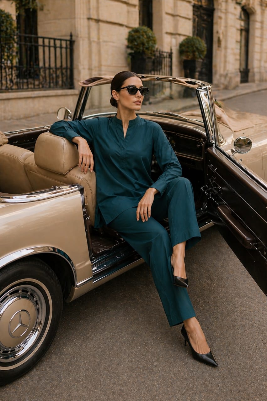 Atelier Ease – Relaxed Premium Cotton Co-Ord Set (RTW | Summer Drop 06)–Deep Teal
