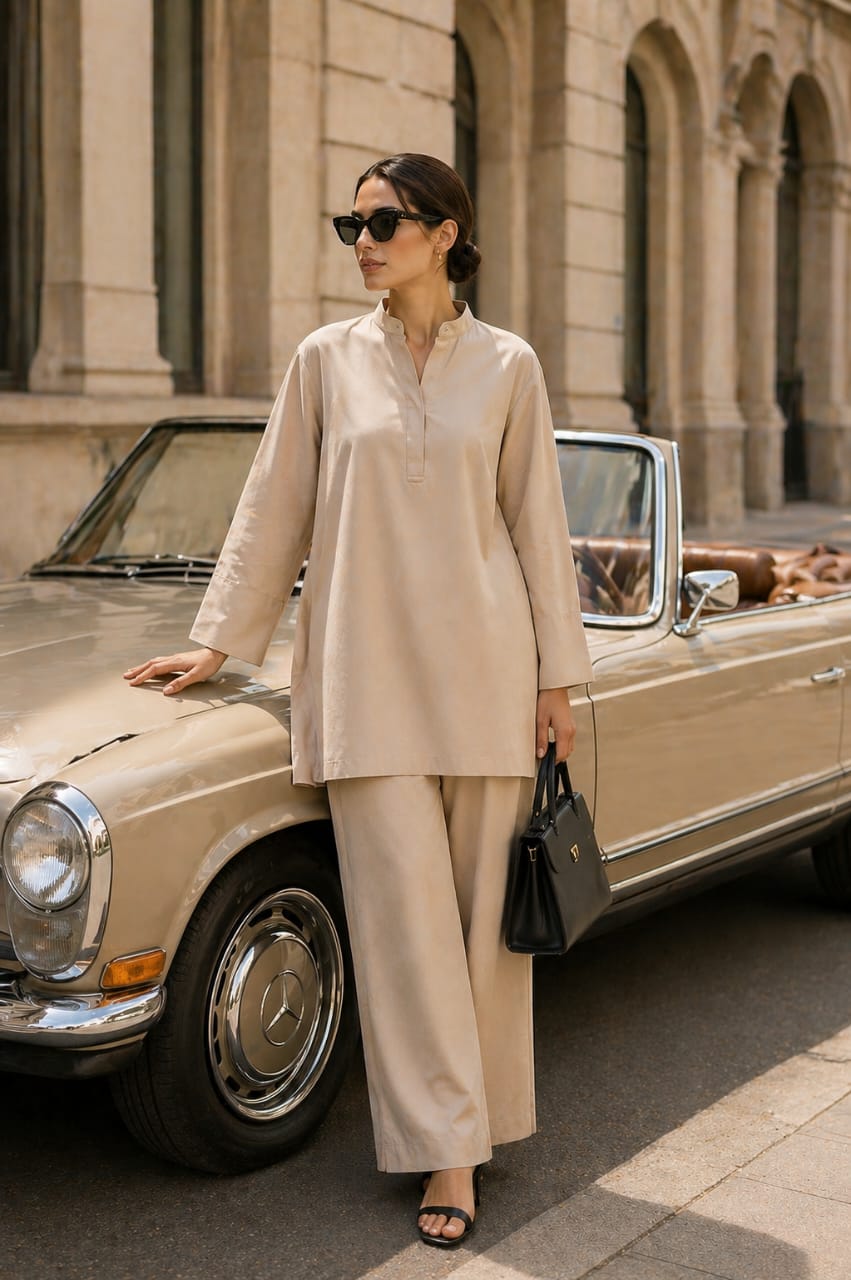 Atelier Ease – Relaxed Premium Cotton Co-Ord Set (RTW | Summer Drop 06)–Chantilly Cream