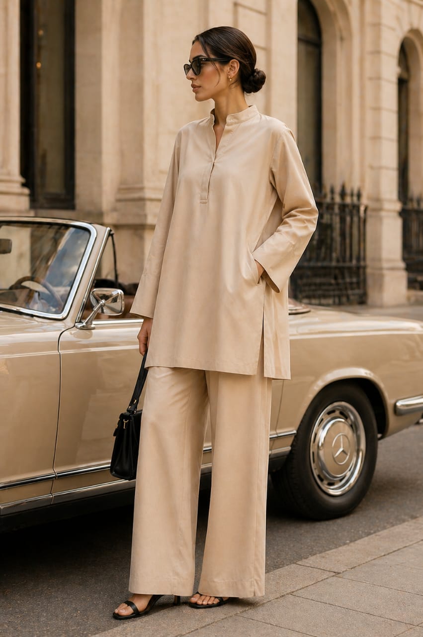 Atelier Ease – Relaxed Premium Cotton Co-Ord Set (RTW | Summer Drop 06)–Chantilly Cream