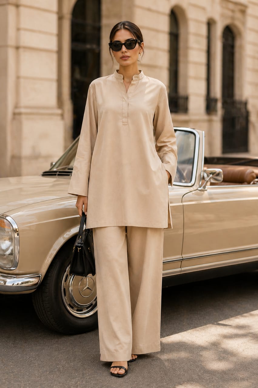 Atelier Ease – Relaxed Premium Cotton Co-Ord Set (RTW | Summer Drop 06)–Chantilly Cream