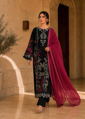 Mehrunisa – Noir Fuchsia l RTW I 3PC-Embroidered I Drop07)