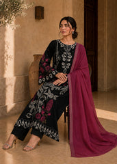 Mehrunisa – Noir Fuchsia l RTW I 3PC-Embroidered I Drop07)