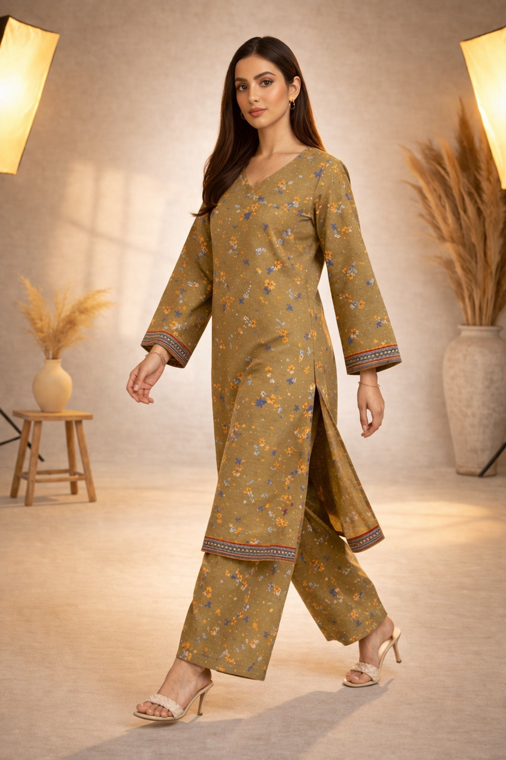 Olive Wild Petals Printed Lawn Suit – Summer Edit '26