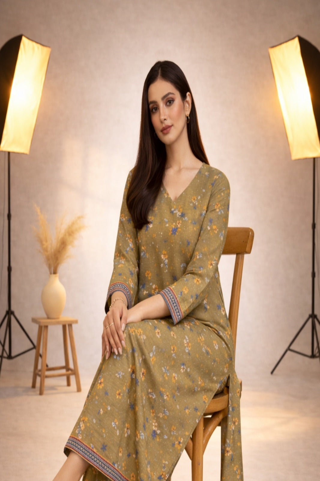 Olive Wild Petals Printed Lawn Suit – Summer Edit '26