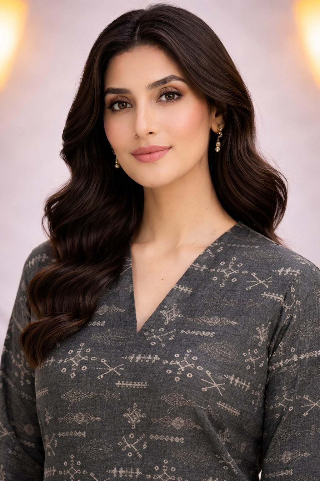 Charcoal Grey Wild Petals Printed Lawn Suit– Summer Edit '26