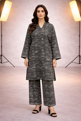 Charcoal Grey Wild Petals Printed Lawn Suit– Summer Edit '26
