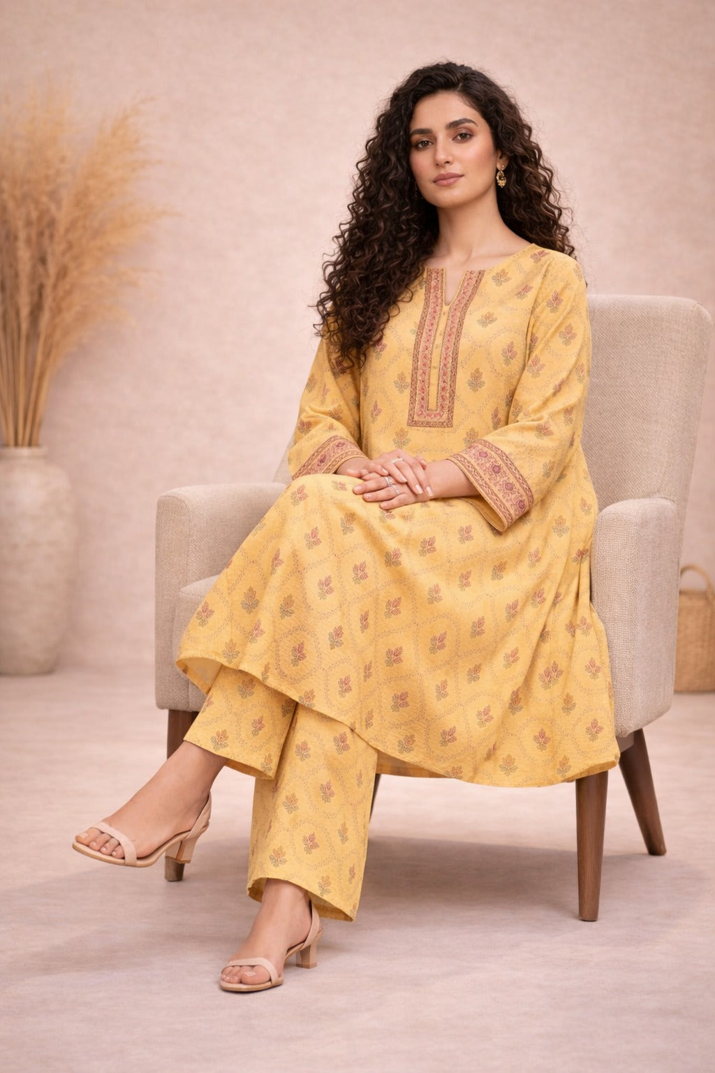 Soft Yellow Wild Petals Printed Lawn Suit – Summer Edit '26