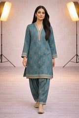 Teal Wild Petals Lawn Co-ord Set – Summer Edit '26