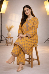 Mustard Wild Petals Printed Lawn Suit – Summer Edit '26