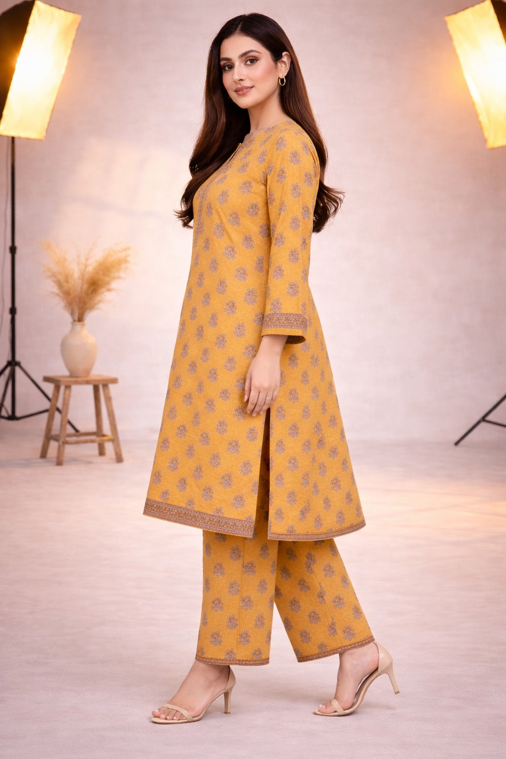 Mustard Wild Petals Printed Lawn Suit – Summer Edit '26