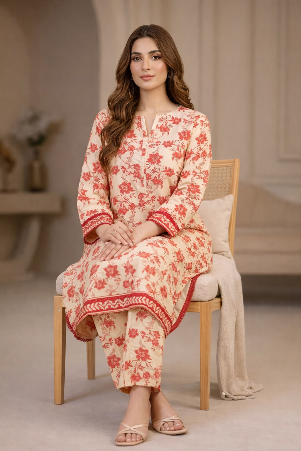 Peach Wild Petals Printed Lawn Suit – Summer Edit '26