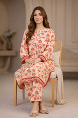 Peach Wild Petals Printed Lawn Suit – Summer Edit '26