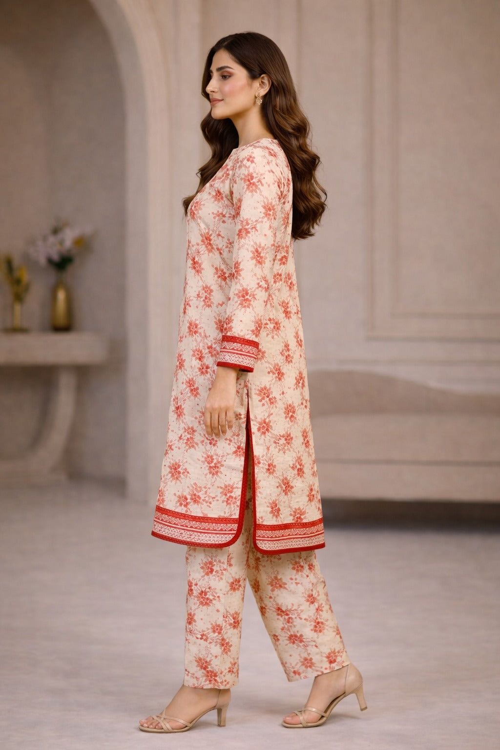 Peach Wild Petals Printed Lawn Suit – Summer Edit '26