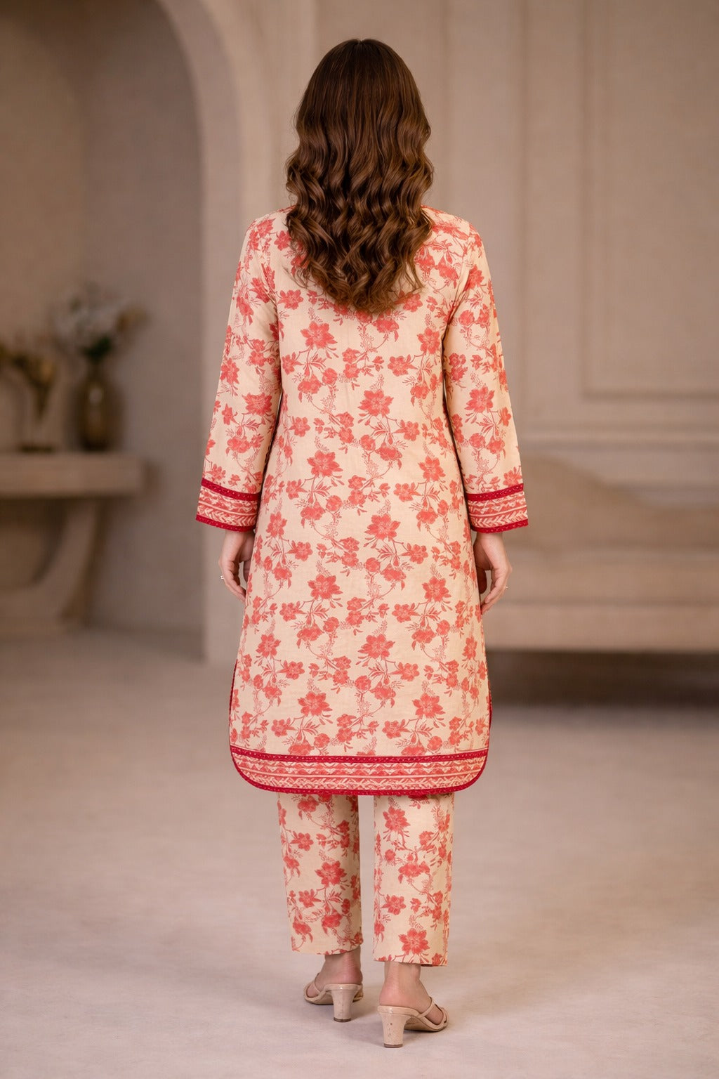 Peach Wild Petals Printed Lawn Suit – Summer Edit '26