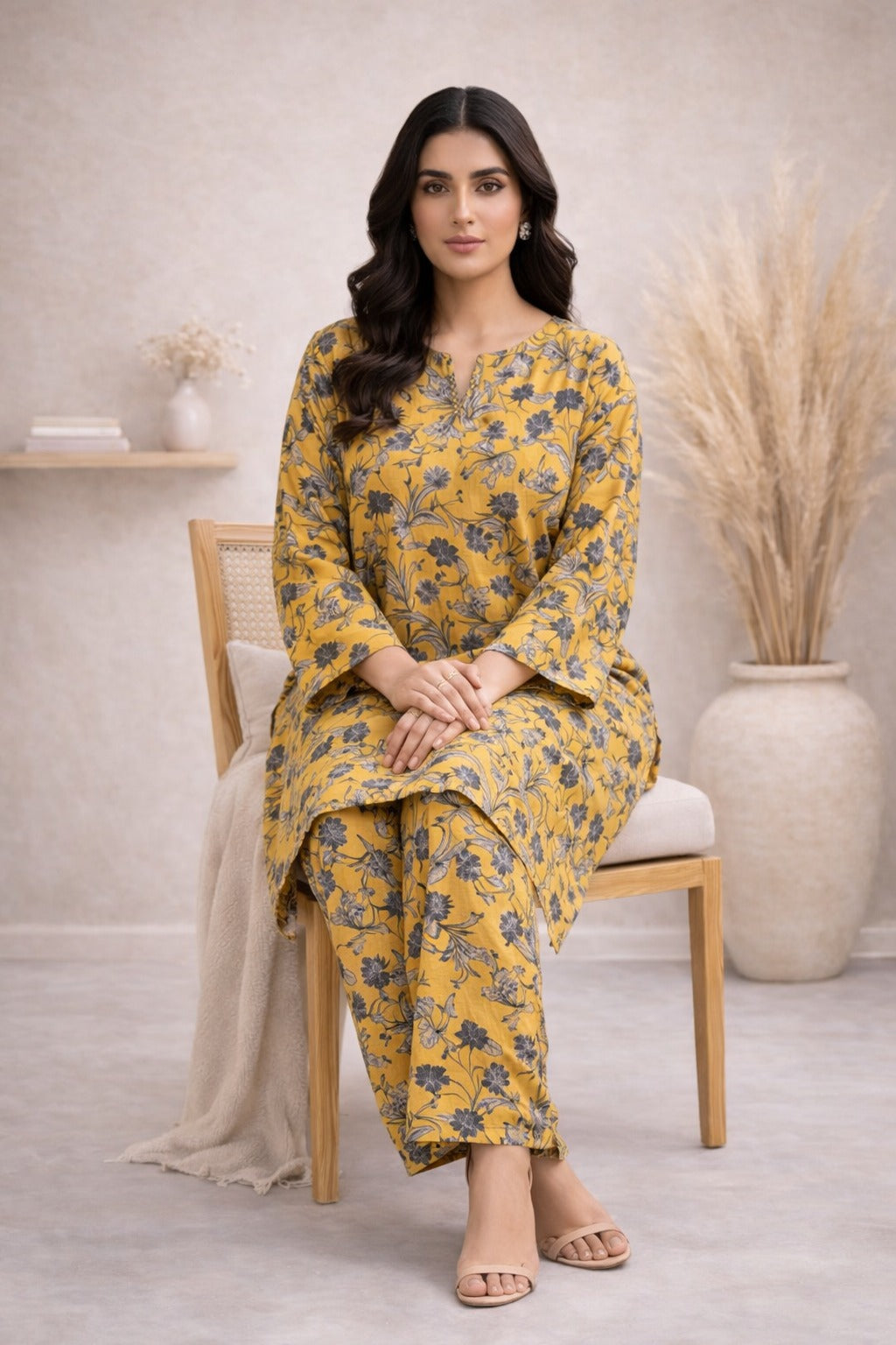Mustard Wild Petals Printed Lawn Suit – Summer Edit '26