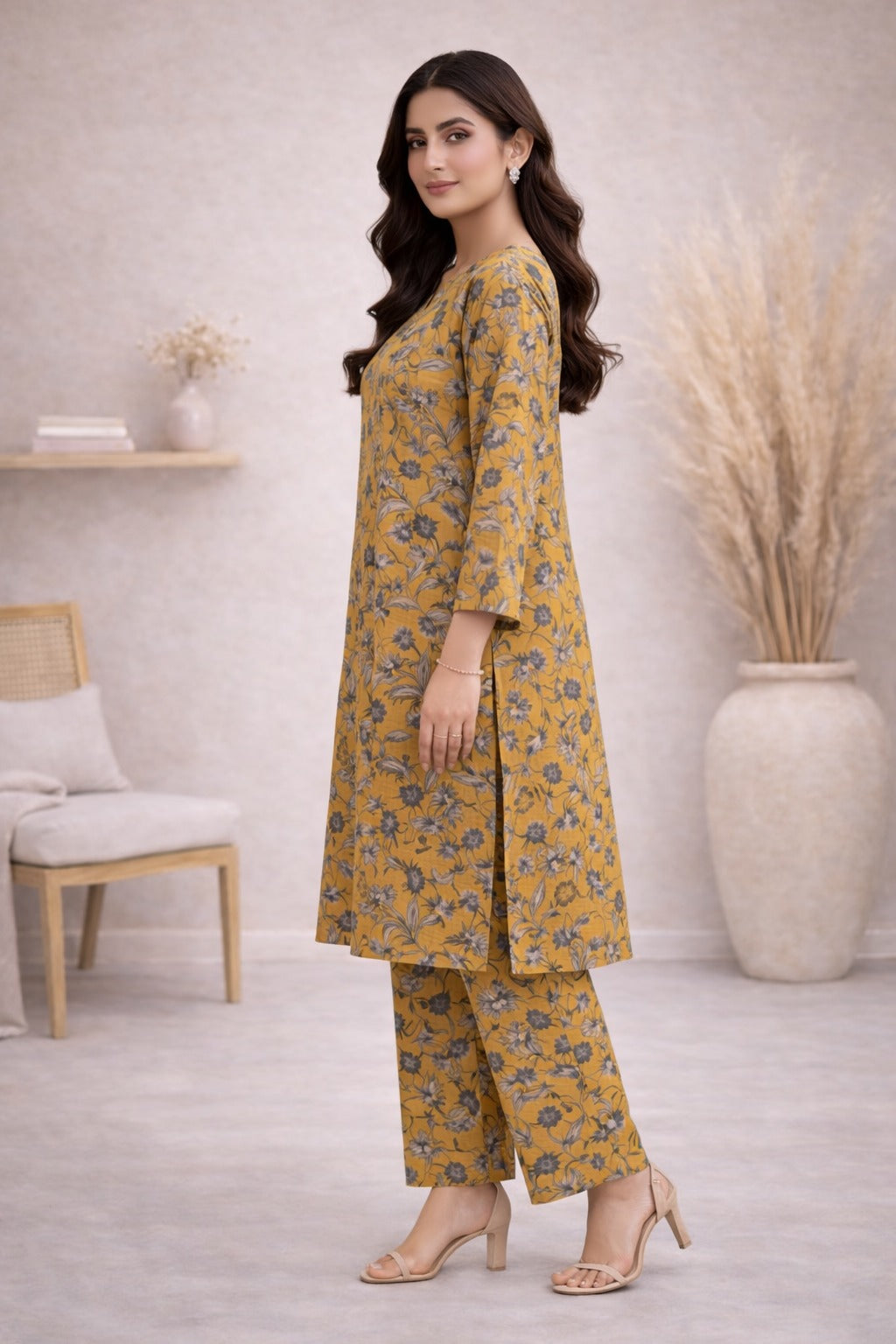 Mustard Wild Petals Printed Lawn Suit – Summer Edit '26