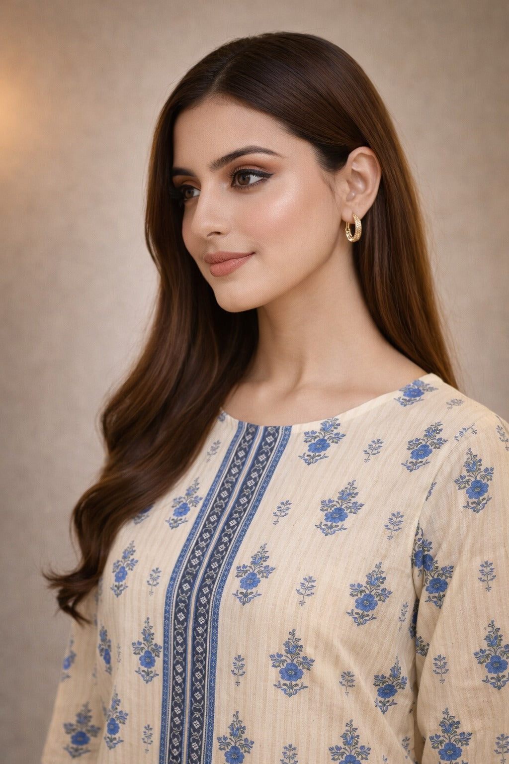 Ivory Blue Wild Petals Printed Lawn Suit – Summer Edit '26