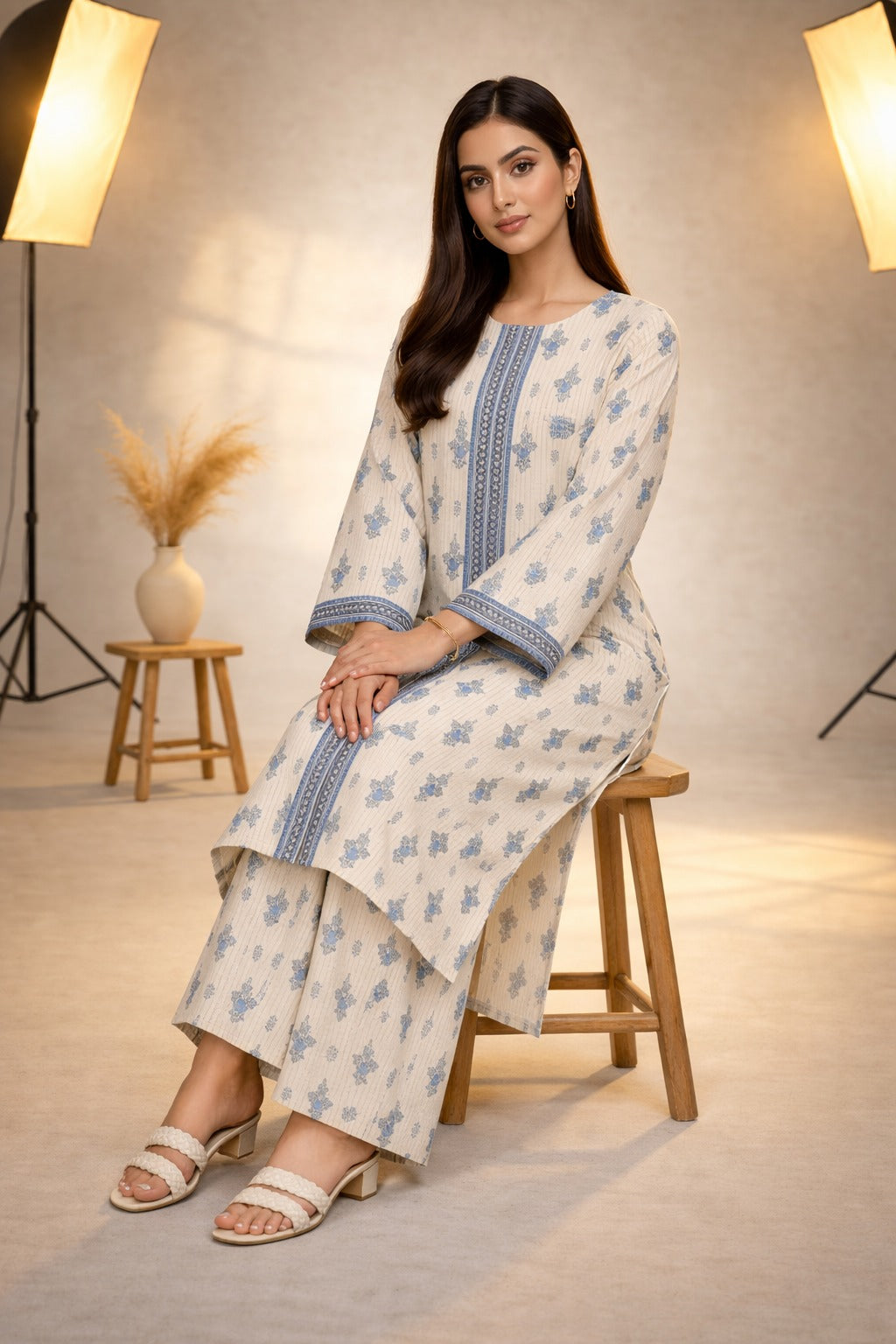Ivory Blue Wild Petals Printed Lawn Suit – Summer Edit '26
