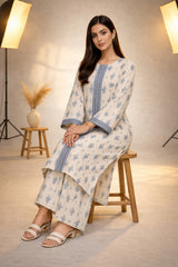 Ivory Blue Wild Petals Printed Lawn Suit – Summer Edit '26