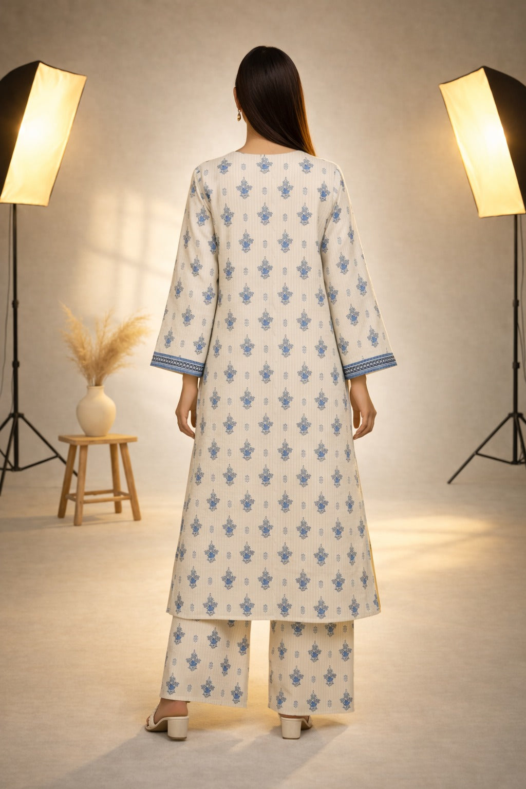 Ivory Blue Wild Petals Printed Lawn Suit – Summer Edit '26