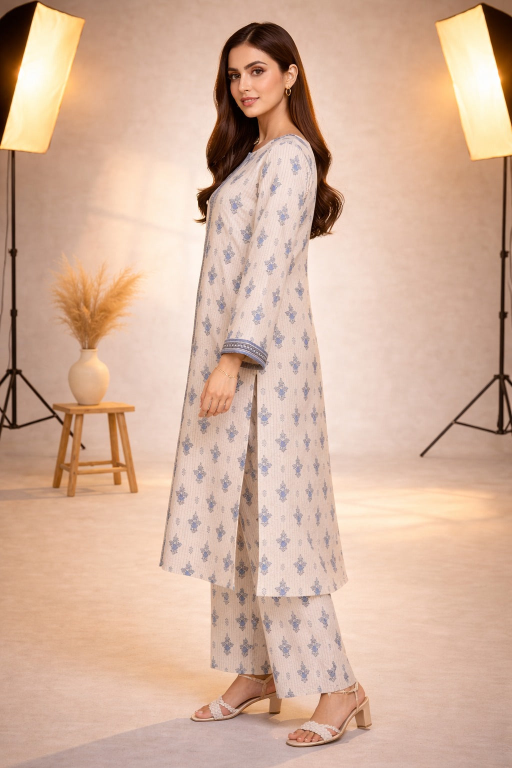 Ivory Blue Wild Petals Printed Lawn Suit – Summer Edit '26