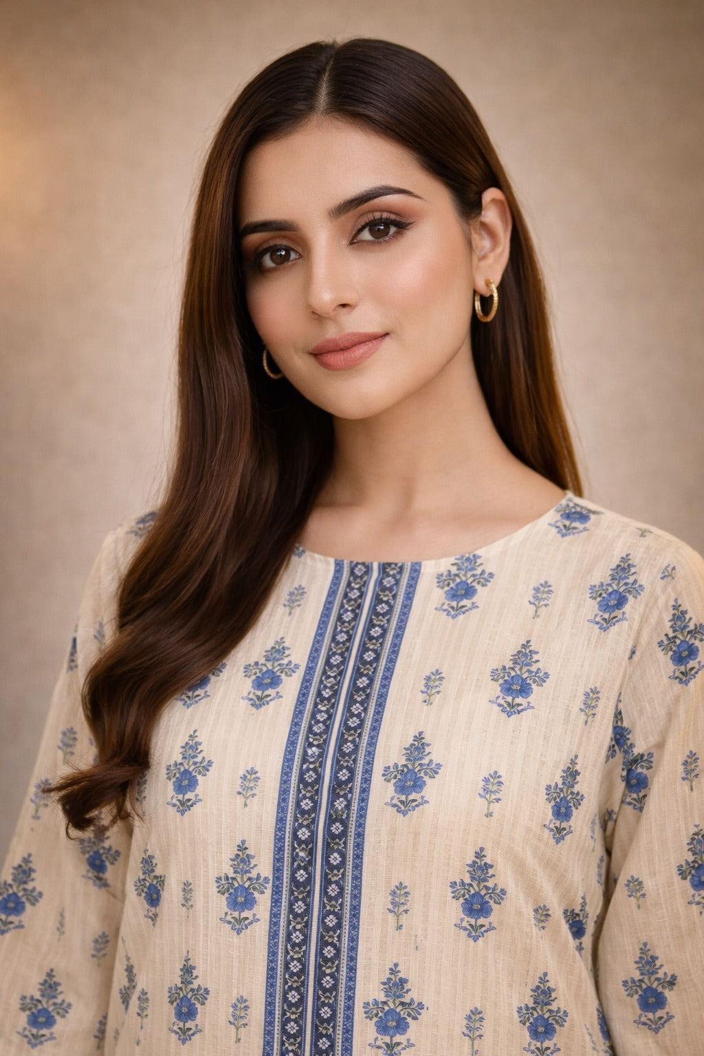 Ivory Blue Wild Petals Printed Lawn Suit – Summer Edit '26