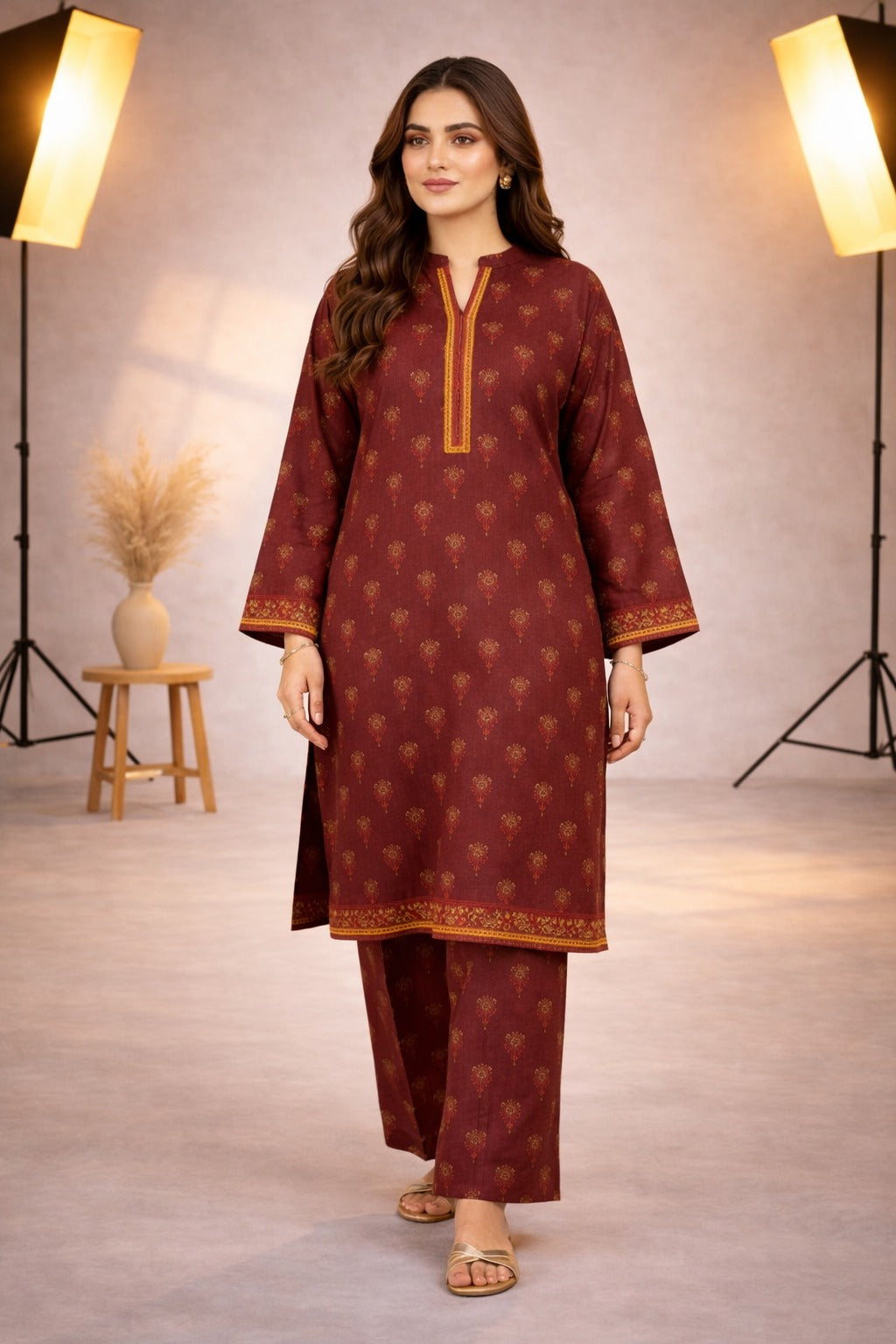 Rust Wild Petals Printed Lawn Suit – Summer Edit '26