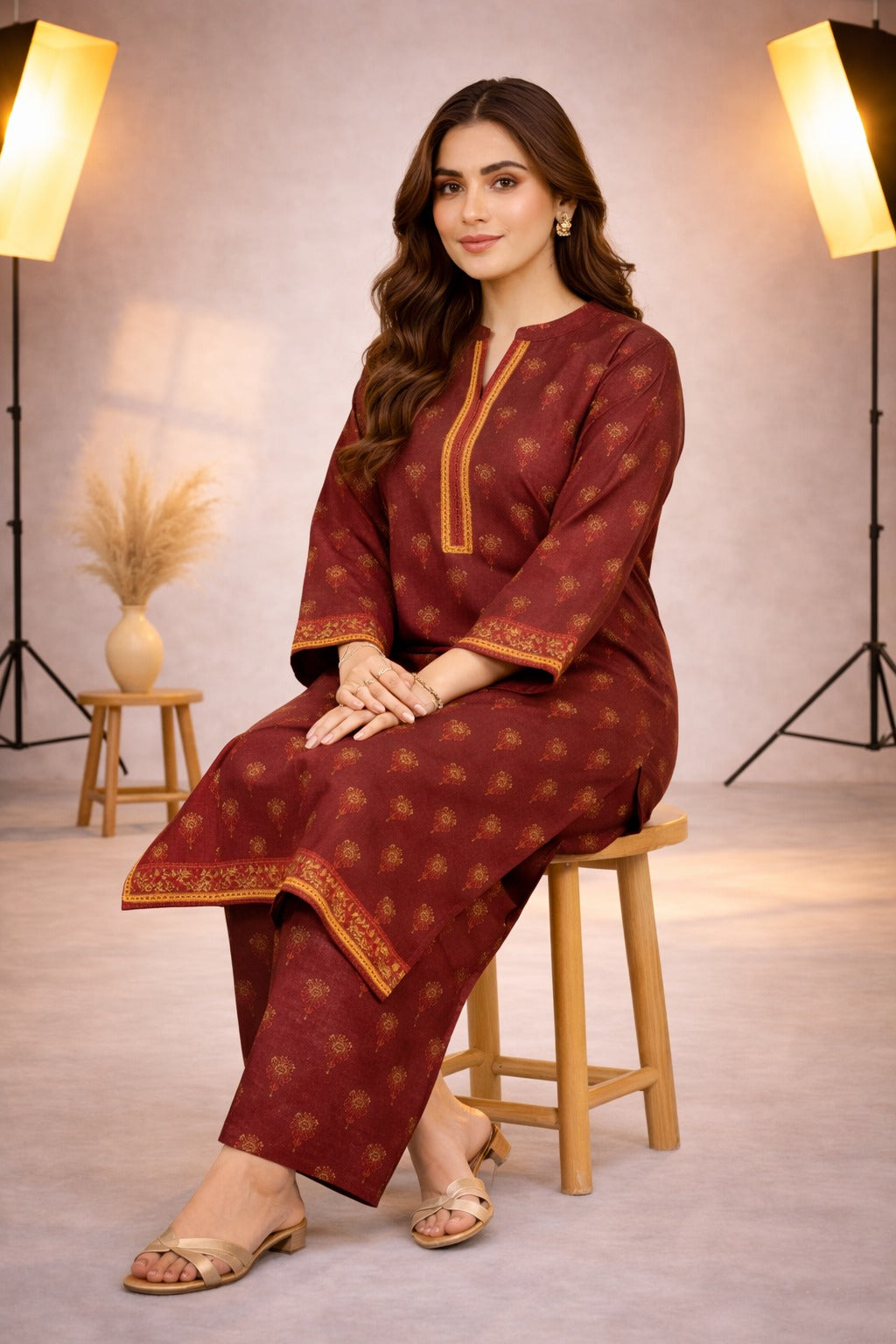 Rust Wild Petals Printed Lawn Suit – Summer Edit '26