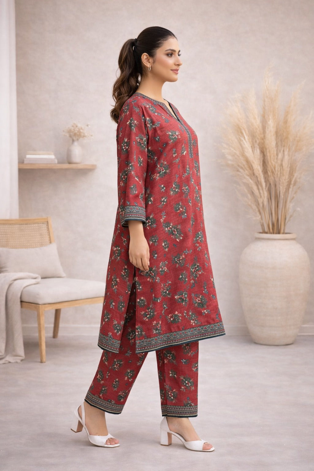 Red Wild Petals Printed Lawn Suit – Summer Edit '26