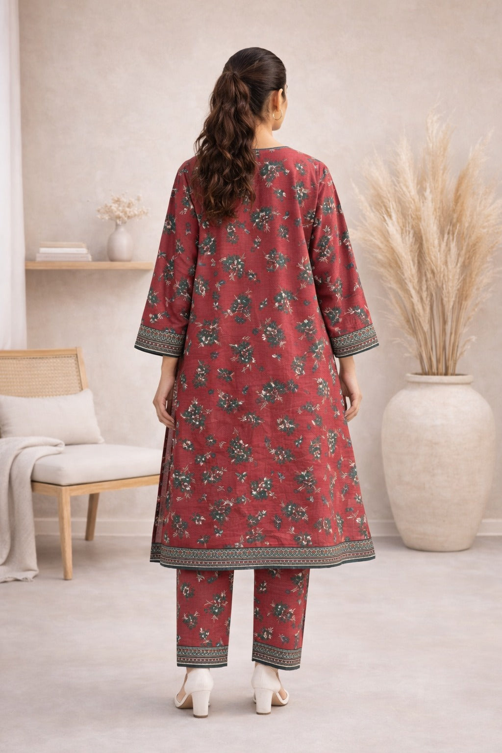 Red Wild Petals Printed Lawn Suit – Summer Edit '26