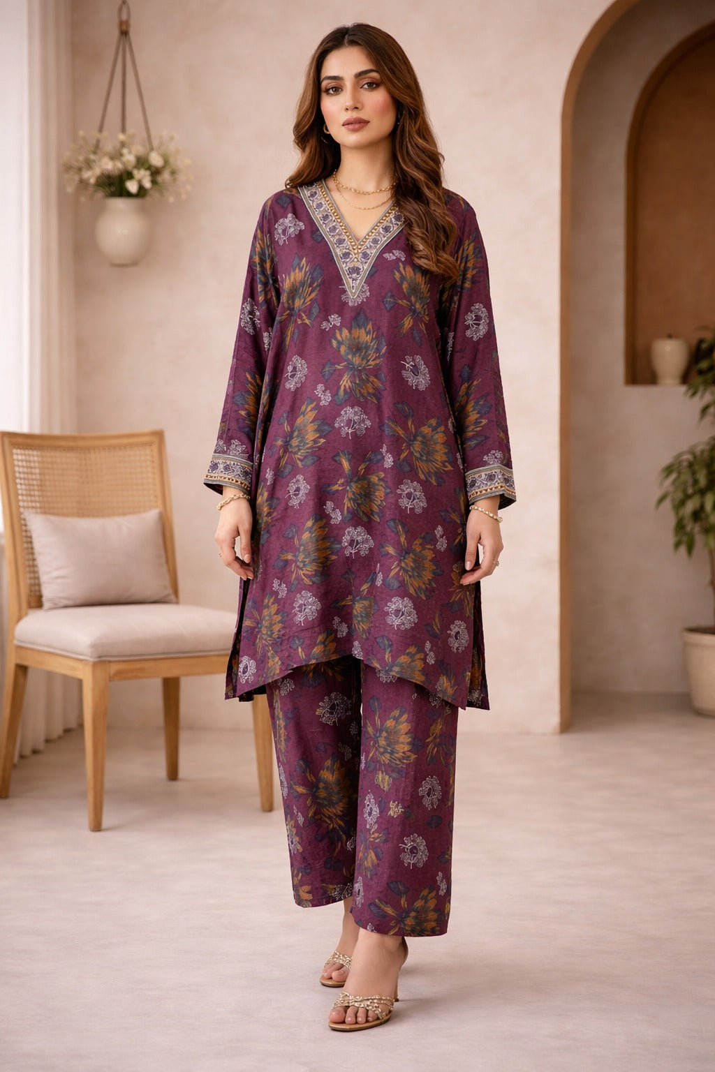 Plum Wild Petals Printed Lawn Suit – Summer Edit '26