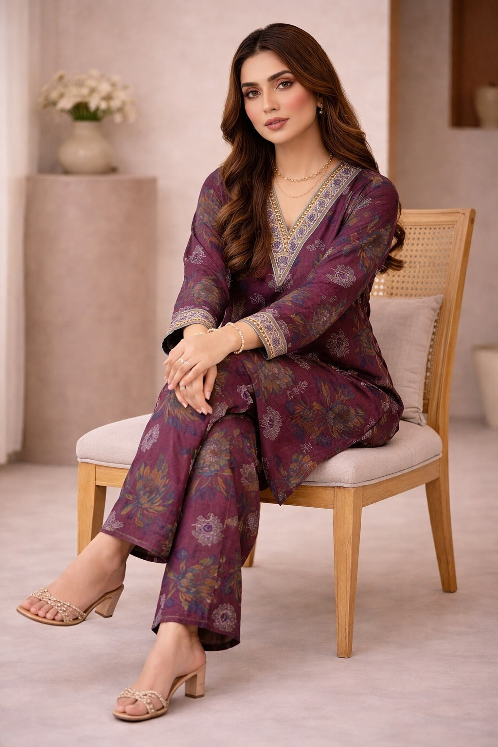 Plum Wild Petals Printed Lawn Suit – Summer Edit '26