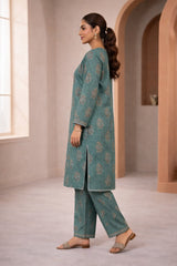 Teal Wild Petals Printed Lawn Suit – Summer Edit '26