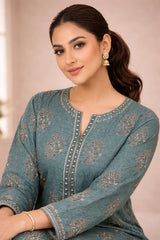 Teal Wild Petals Printed Lawn Suit – Summer Edit '26