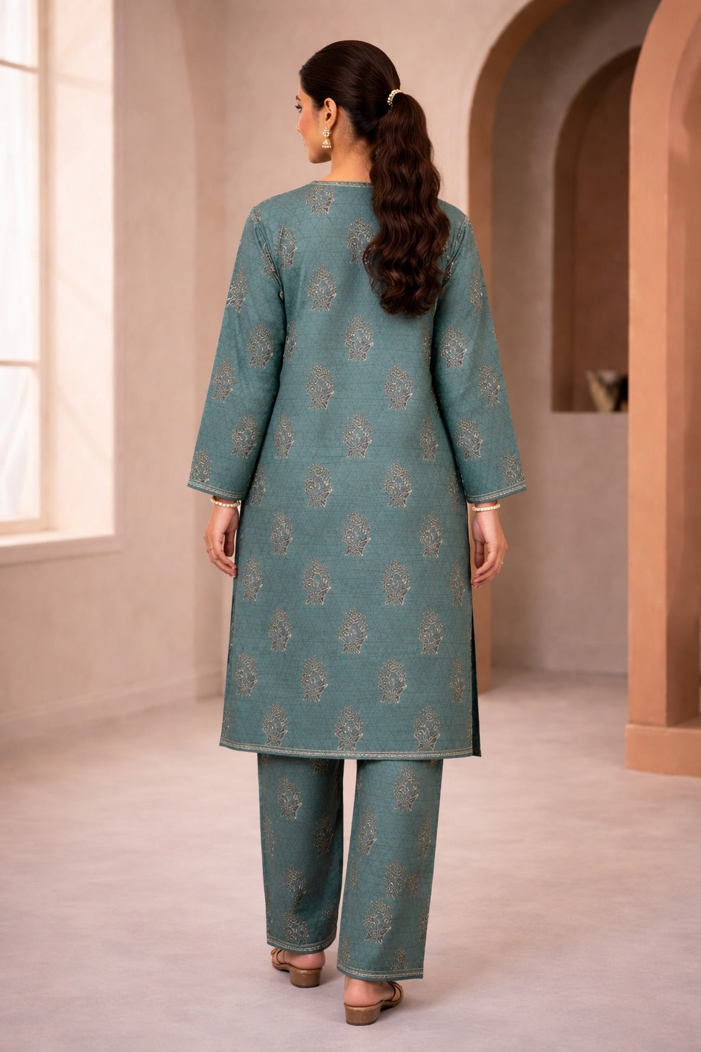 Teal Wild Petals Printed Lawn Suit – Summer Edit '26