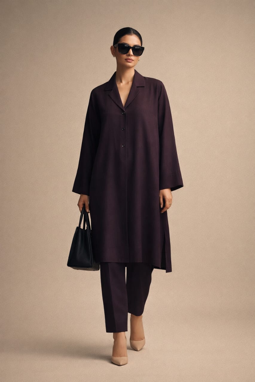 Elegant Women – Midnight Plum 2PC Premium Cotton Set (RTW | Summer Drop 01)