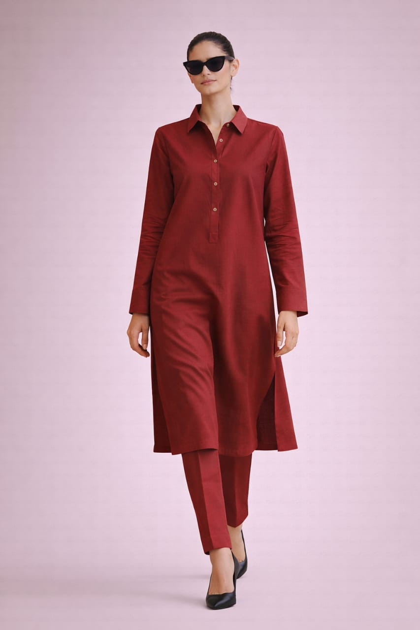 Elegant Women – Cherry Wood 2PC Premium Cotton Set (RTW | Summer Drop 02)