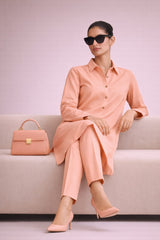 Elegant Women – Peach Nectar 2PC Premium Cotton Set (RTW | Summer Drop 02)