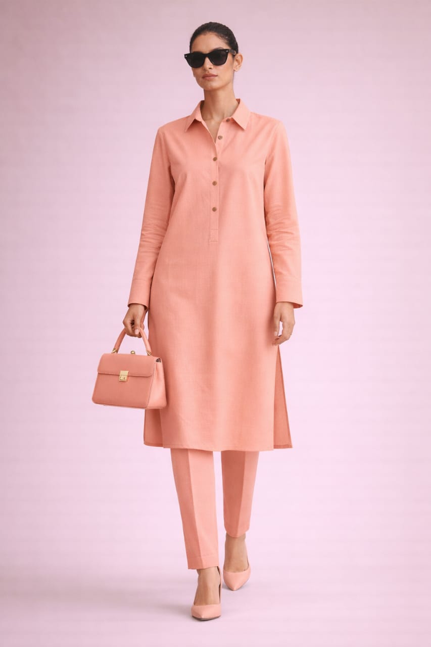 Elegant Women – Peach Nectar 2PC Premium Cotton Set (RTW | Summer Drop 02)