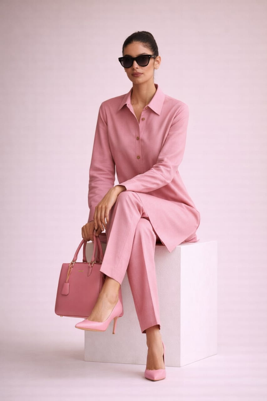Elegant Women – Summer Peony Pink 2PC Premium Cotton Set (RTW | Summer Drop 02)