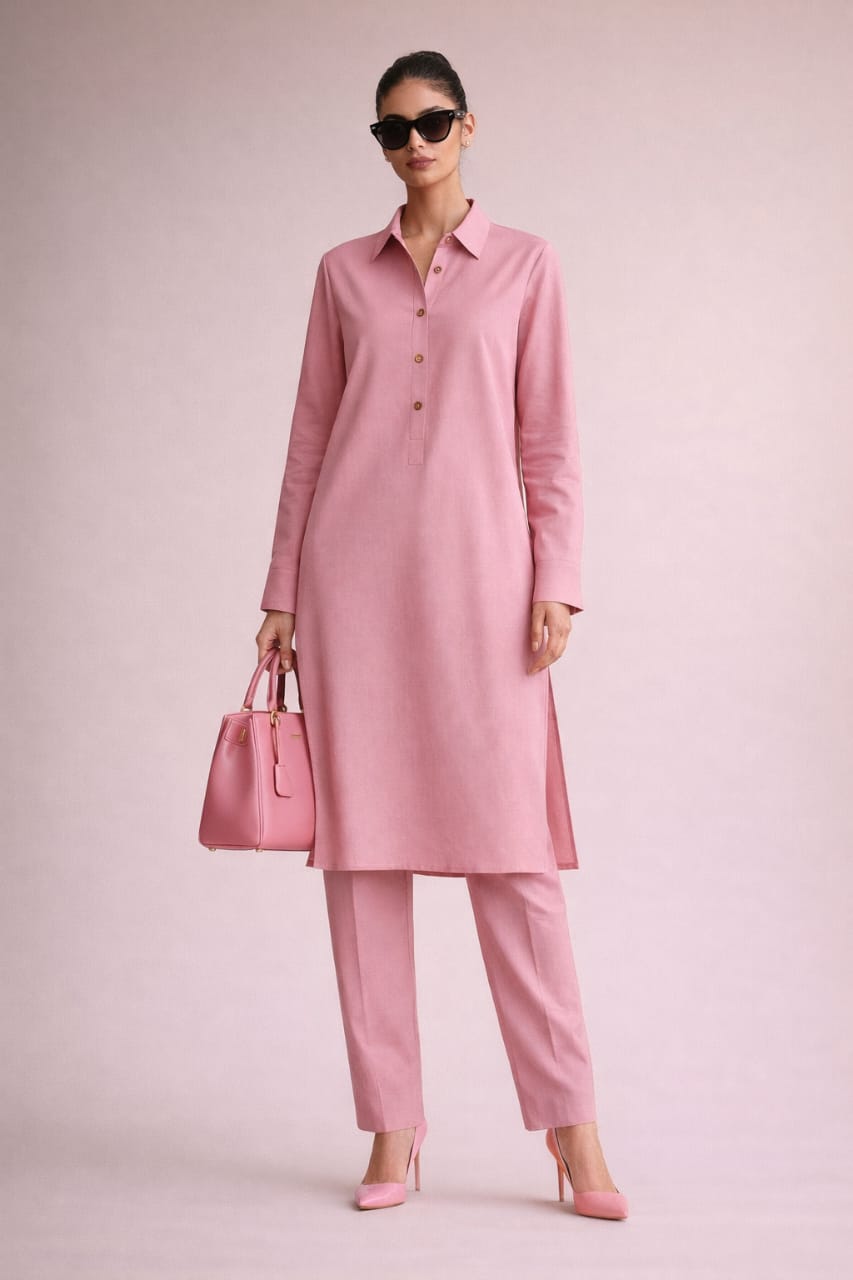 Elegant Women – Summer Peony Pink 2PC Premium Cotton Set (RTW | Summer Drop 02)