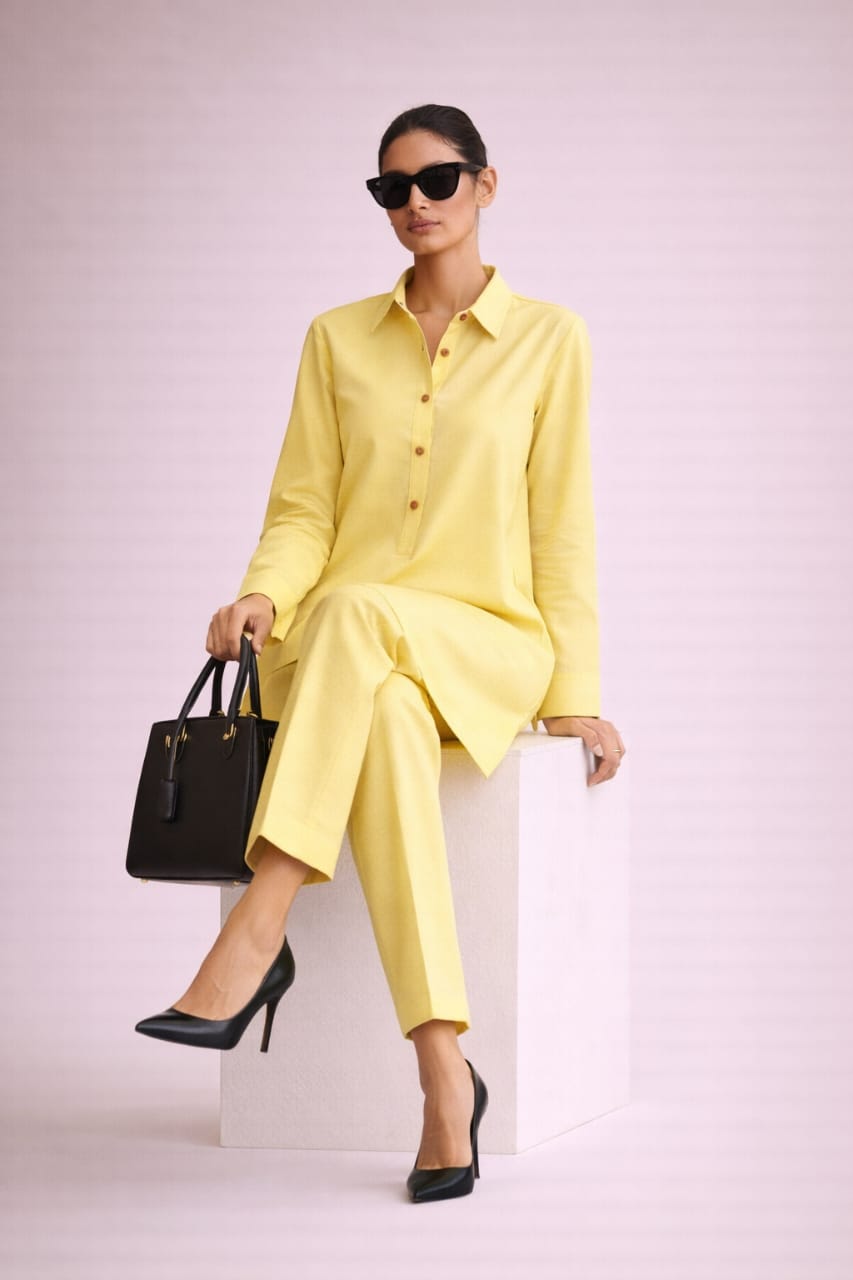 Elegant Women – Frosted Lemon 2PC Premium Cotton Set (RTW | Summer Drop 02)