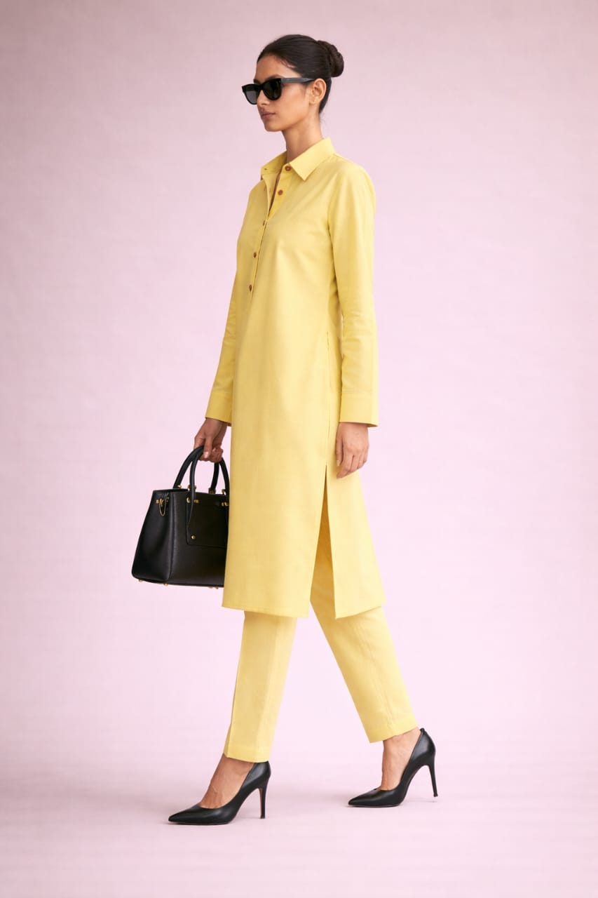 Elegant Women – Frosted Lemon 2PC Premium Cotton Set (RTW | Summer Drop 02)