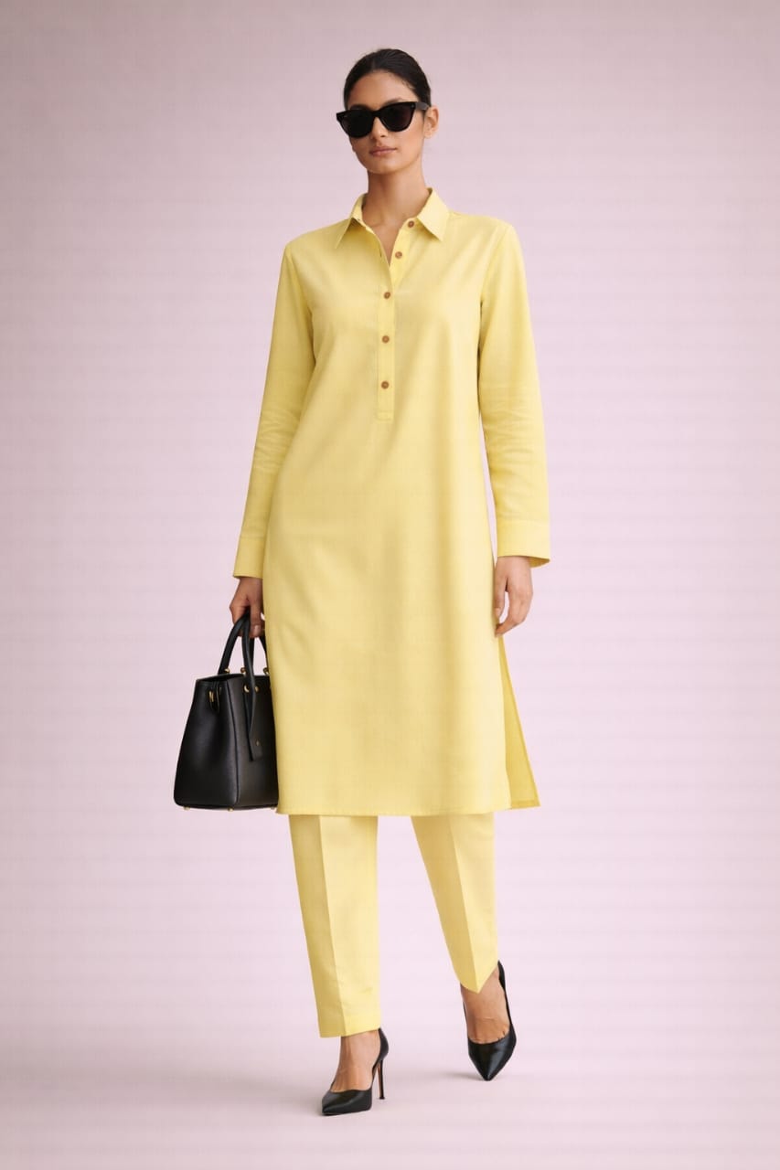 Elegant Women – Frosted Lemon 2PC Premium Cotton Set (RTW | Summer Drop 02)